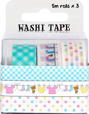 Colorful Washi Tape Pack5m Rolls PNG Image