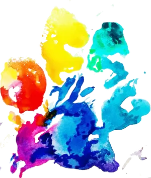 Colorful Watercolor Paw Print PNG Image