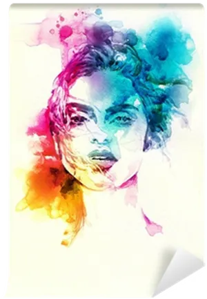 Colorful Watercolor Portrait Abstract PNG Image