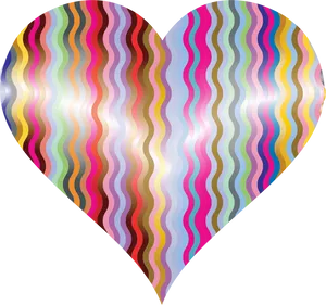 Colorful Wavy Lines Heart Graphic PNG Image