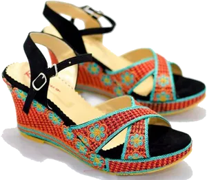 Colorful Wedge Sandals PNG Image
