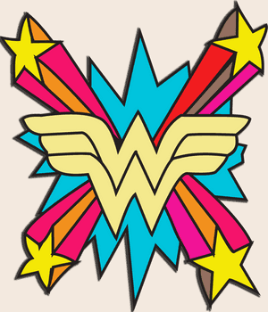 Colorful Wonder Woman Logo Art PNG image with transparent background