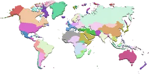 Colorful World Map Political Divisions PNG Image