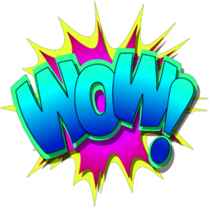 Colorful Wow Exclamation Graphic PNG image with transparent background