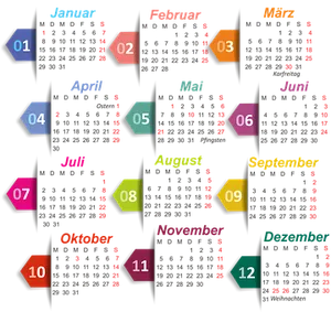 Colorful Yearly Calendar Design PNG Image