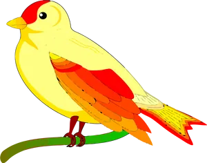 Colorful Yellow Bird Illustration PNG Image