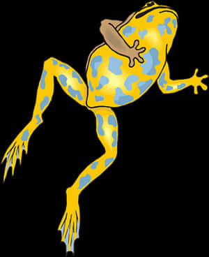 Colorful Yellow Blue Frog Illustration PNG image with transparent background