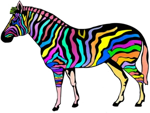 Colorful Zebra Artwork PNG Image