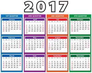 Colorful2017 Yearly Calendar PNG Image