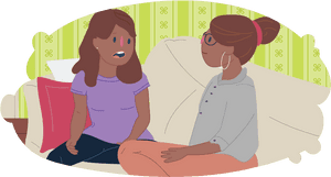 Comforting Friend Couch Conversation PNG image with transparent background