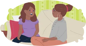 Comforting Friend Couch Conversation PNG Image