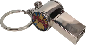 Comic Style Whistle Keychain PNG Image