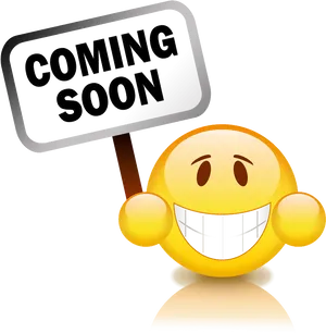 Coming Soon Signwith Smiling Emoji PNG Image