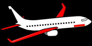 Commercial Airplane Graphic Red Accents PNG with transparent background