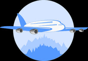 Commercial Airplane Over Mountains Vector PNG image with transparent background