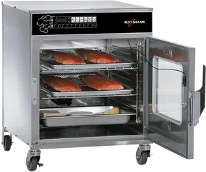 Commercial Smoker With Salmon Filets PNG Image