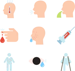 Common Illness Symptoms Icons PNG Image