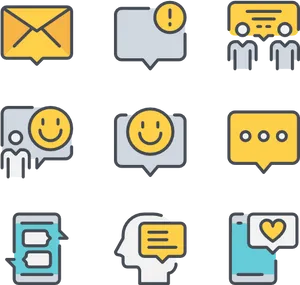 Communication Icons Set PNG Image