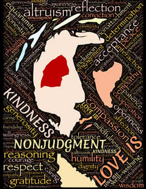 Compassionand Love Word Art PNG image with transparent background