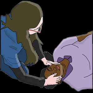 Compassionate Caregiver Assisting Patient PNG image with transparent background