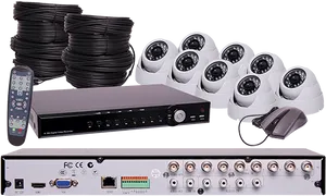 Complete C C T V Security System Setup PNG Image