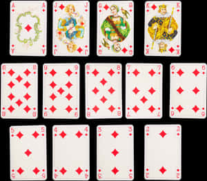 Complete Diamonds Suit Playing Cards PNG with transparent background