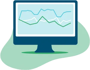 Computer Monitor Graph Illustration PNG Image