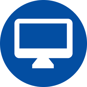 Computer Monitor Icon Blue Circle PNG image with transparent background