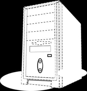 Computer Tower Line Art PNG image with transparent background