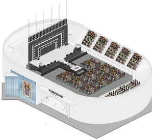 Concert Stage Design Isometric View PNG Image