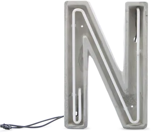 Concrete Neon Letter N PNG Image