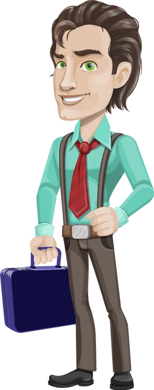 Confident Businessman Cartoon Character PNG Image