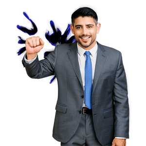 Confident Businessman Power Gesture PNG