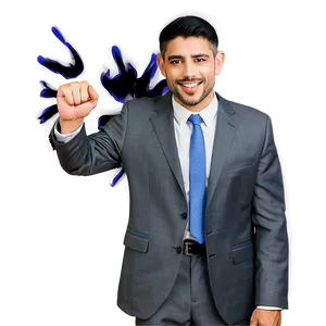 Confident Businessman Power Gesture PNG Image