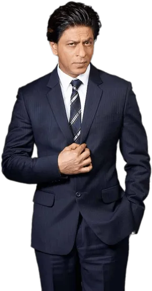 Confident Businessmanin Blue Suit PNG Image