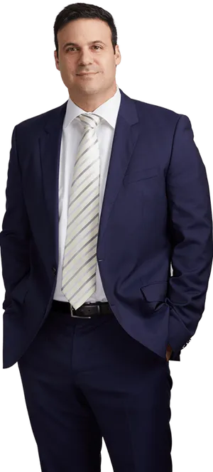 Confident Businessmanin Blue Suit PNG Image