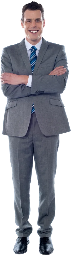 Confident Businessmanin Grey Suit.png PNG Image