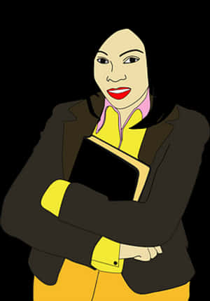Confident Businesswoman Holding Book PNG image with transparent background