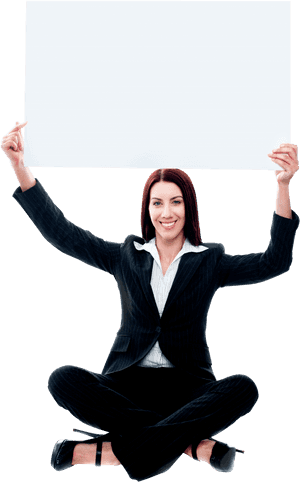 Download Business Women Holding Banner Png - Business Woman Sitting Png, Transparent Png PNG image with transparent background