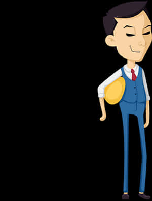 Confident Cartoon Businessman Holding Coin PNG image with transparent background