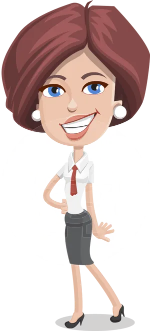 Confident Cartoon Businesswoman PNG Image