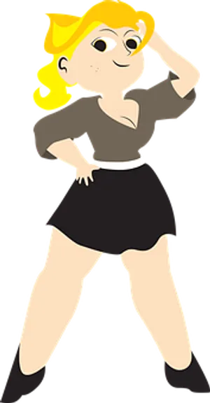 Confident Cartoon Girl Pose PNG Image