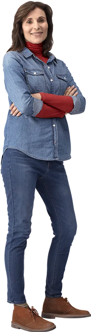 Confident Casual Denim Outfit PNG Image