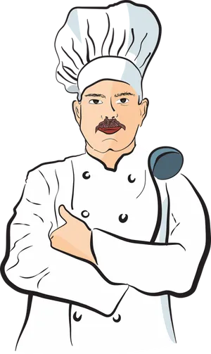 Confident Chef Cartoon Illustration PNG Image