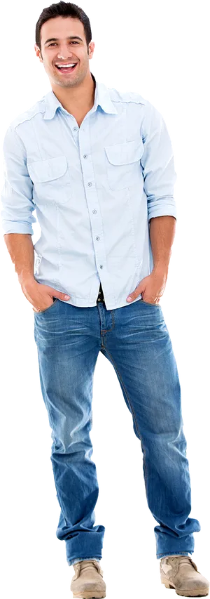 Confident Man Standing Casually PNG Image