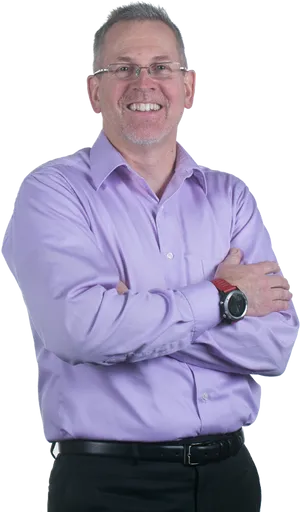 Confident Manin Purple Shirt PNG Image