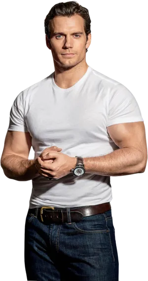 Confident Manin White Shirt PNG Image