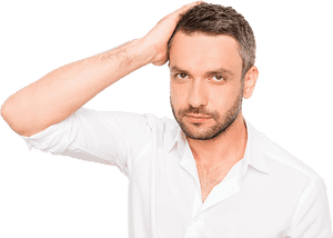 Confident Manin White Shirt PNG image with transparent background