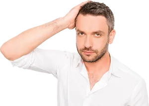 Confident Manin White Shirt PNG Image