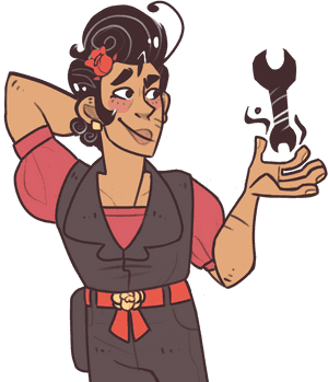 Confident Mechanic Cartoon PNG image with transparent background